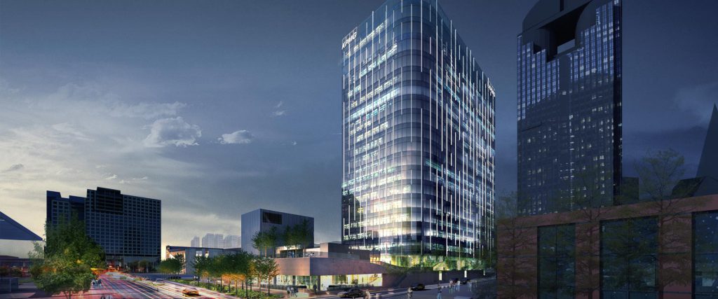 Rendering at night from Flora Street