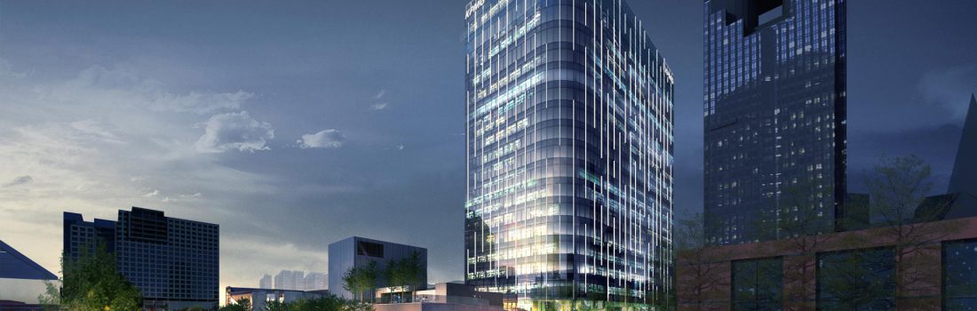 Rendering at night from Flora Street